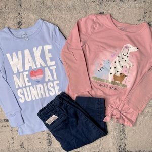 Girls Graphic Long Sleeve Shirts with Matching Ralph Lauren Classic Chino Pants